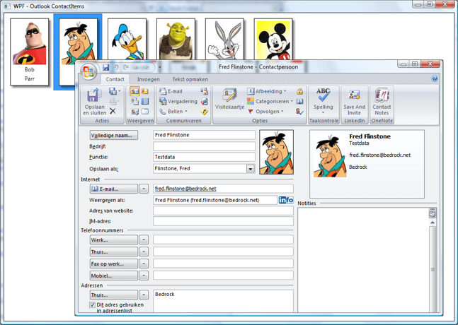 WPF - Office ContactItems